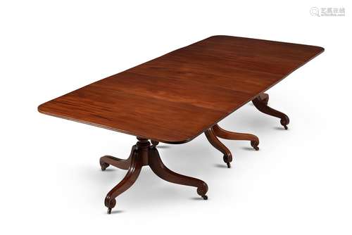 A Regency mahogany three pillar dining table