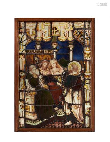 A Biblical stained glass panel, St Paul before Porcius Festu...