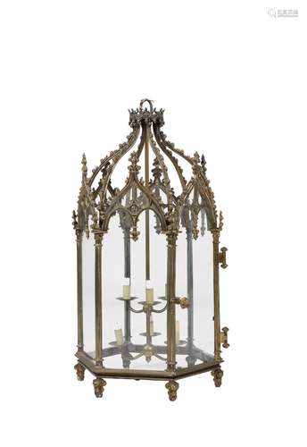 A fine Regency or George IV gilt bronze and glazed 'Gothic' ...