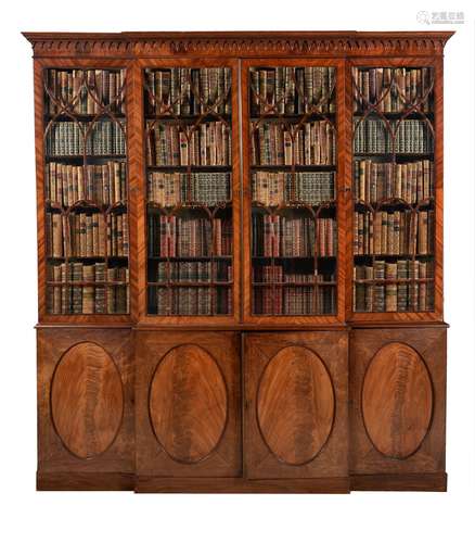 Y A Regency mahogany and tulipwood library bookcase