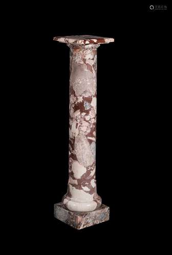 A Continental Breccia marble columnar pedestal, 20th century