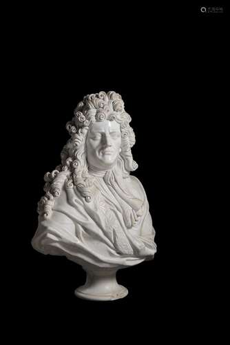 A sculpted white marble bust of Edouard Colbert, after Marti...