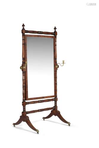 A Regency mahogany cheval mirror