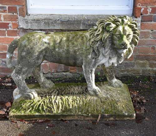 An English sculpted limestone model of a lion