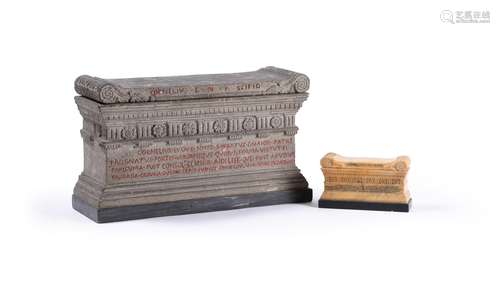 Two Italian Grand Tour souvenir models of the Tomb of Scipio...