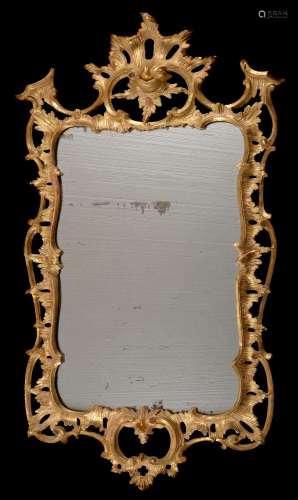 A pair of George II giltwood wall mirrors