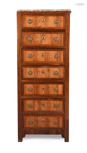 Y A Louis XVI tulipwood and palisander semainier