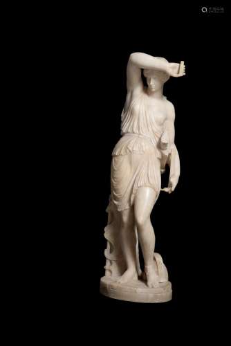 An Italian alabaster model of a Wounded Amazon after the Ant...