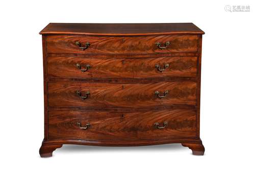 A George III mahogany and crossbanded serpentine fronted che...