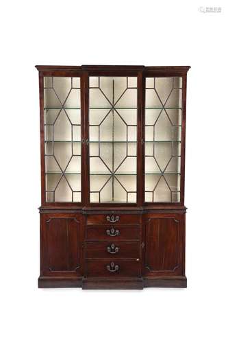 A George III mahogany breakfront library bookcase