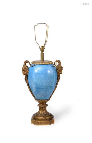 A large French blue ground ceramic and gilt metal mounted ta...