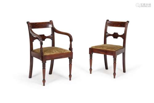 A set of eight George IV mahogany dining chairs