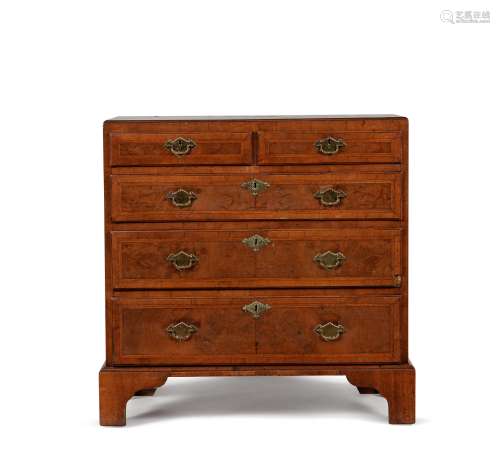 A George II walnut, burr walnut and feather banded chest of ...