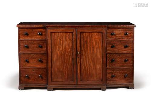 Y A George IV mahogany and ebony breakfront low clothes pres...