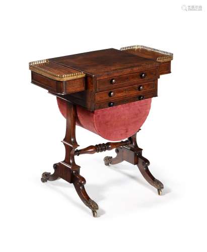 Y A George IV rosewood games or work table