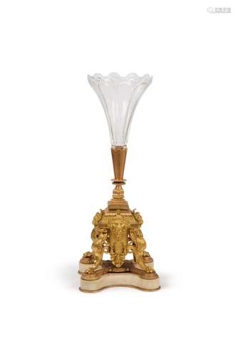 A French gilt bronze, cut glass and white marble mounted cen...