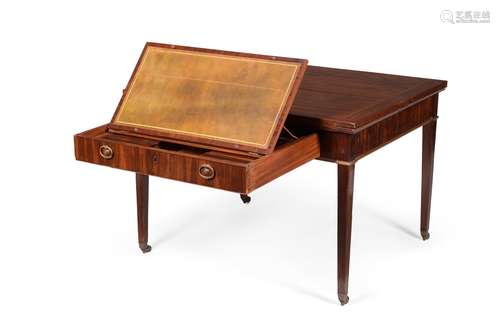 A Regency mahogany and line inlaid universal library table