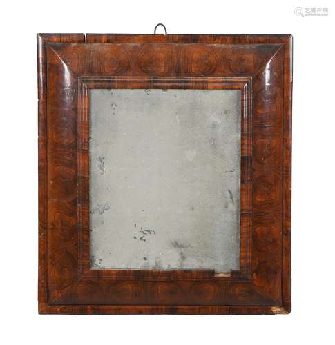 A William & Mary oyster veneered cushion wall mirror