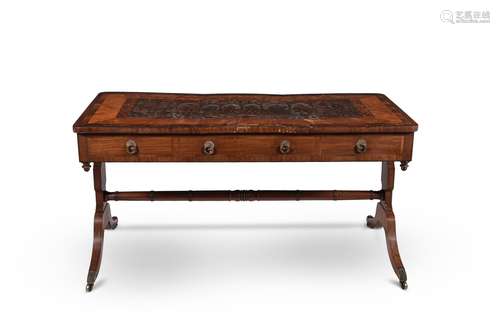 Y A Regency mahogany, rosewood, and ebony strung games table