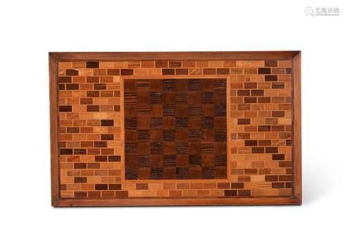 Y A specimen parquetry chess board tray