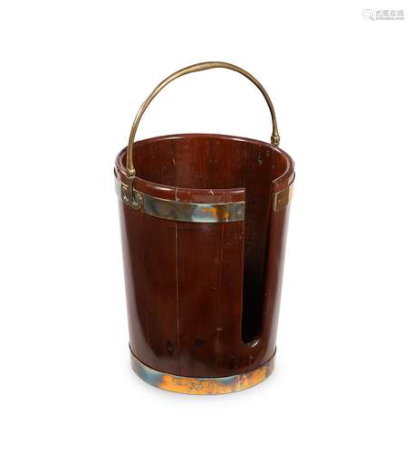 A George III mahogany and brass bound plate bucket