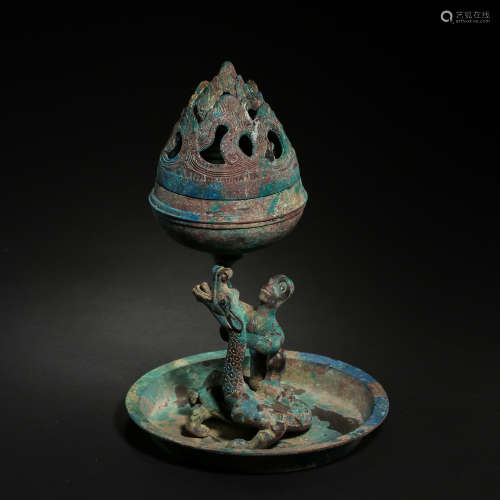 CHINESE HAN DYNASTY BRONZE INCENSE BURNER