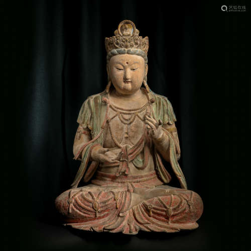 CHINESE WOOD CARVED GUANYIN, SONG DYNASTY
