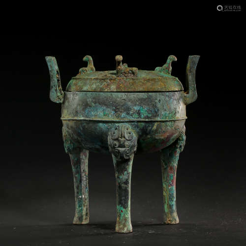 CHINESE HAN DYNASTY BRONZE TRIPOD DING