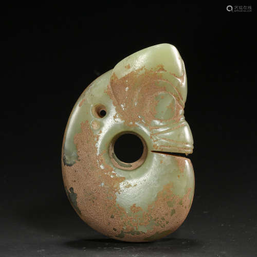 CHINESE RED MOUNTAIN CULTURE HEMO JADE PIG DRAGON
