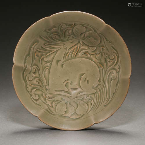 CHINESE YAOZHOU WARE FLOWER MOUTH PLATE, NORTHERN SONG DYNAS...