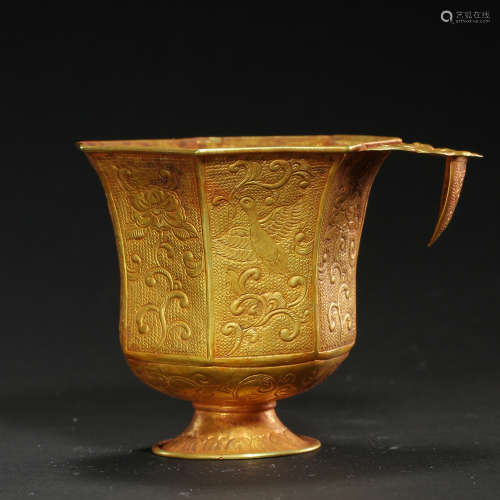 CHINESE TANG DYNASTY PURE GOLD CUP
