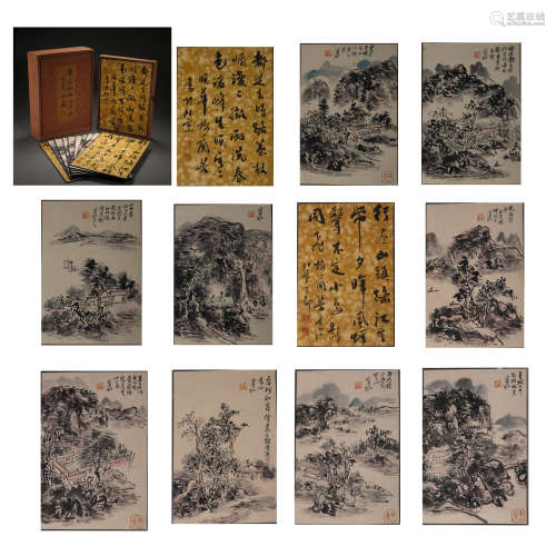 CHINESE CALLIGRAPHY AND PAINTING ALBUM, LANDSCAPE