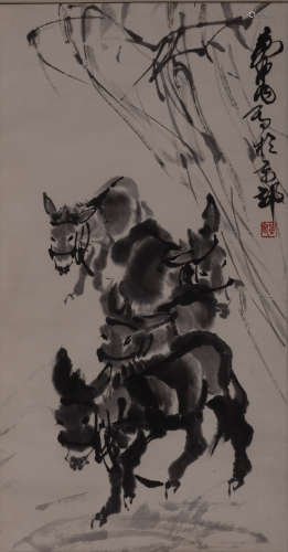 CHINESE PAINTING AND CALLIGRAPHY, DONKEYS