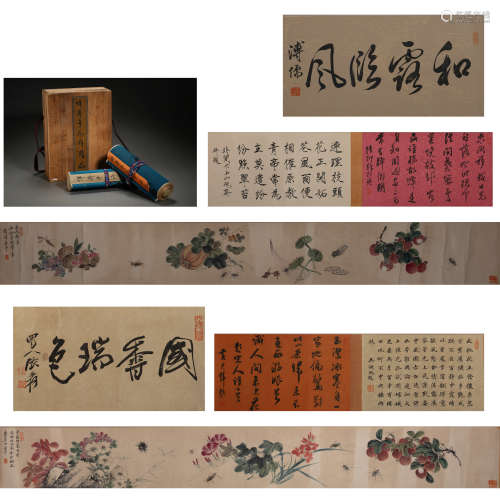 CHINESE PAINTING AND CALLIGRAPHY SCROLL, PU RU