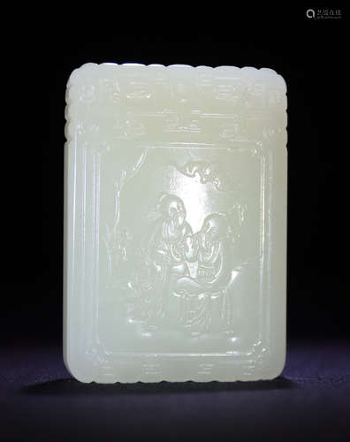 HETIAN JADE TABLET CARVED WITH STORY&POETRY