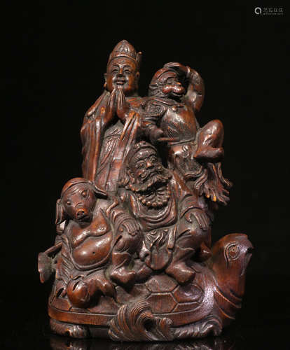 BAMBOO ORNAMENT CARVED WITH FIGURE