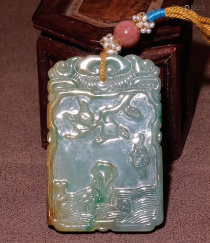 JADEITE TABLET CARVED WITH STORY