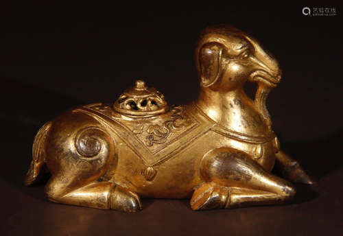 GILT BRONZE CENSER SHAPED WITH SHEEP