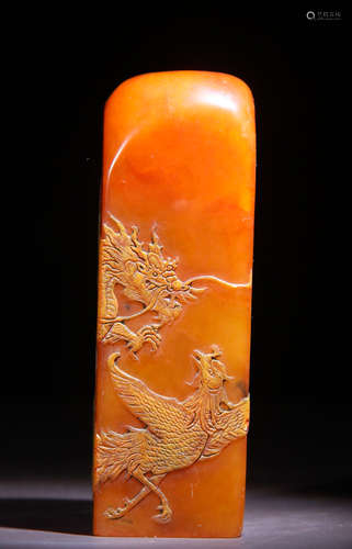 TIANHUANG STONE SEAL CARVED WITH DRAGON&PHENIX