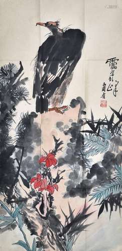 潘天寿款  花鸟  画心