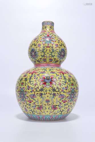 chinese famille rose porcelain double gourd vase