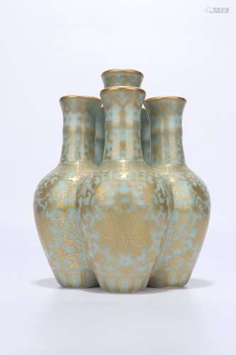 chinese celadon glazed porcelain six-joint vase