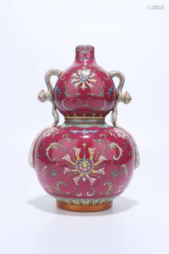 chinese ruby glazed porcelain double gourd vase