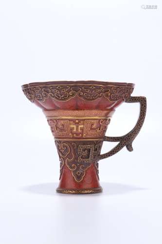 chinese wood-imitation glazed porcelain cup