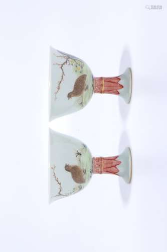 chinese famille rose porcelain stem cup