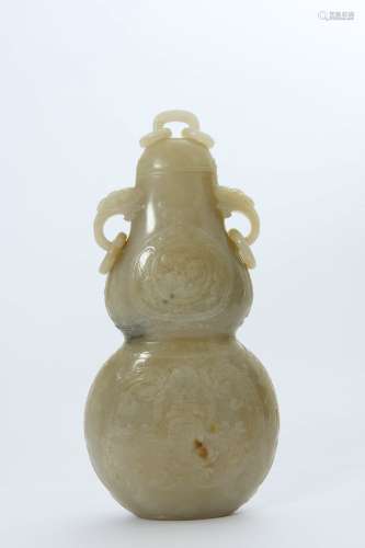 chinese white jade double gourd vase