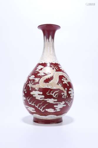 chinese red glazed porcelain pear shaped vase