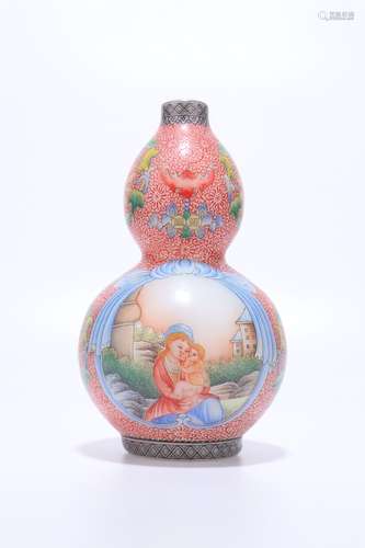 chinese famille rose double gourd vase