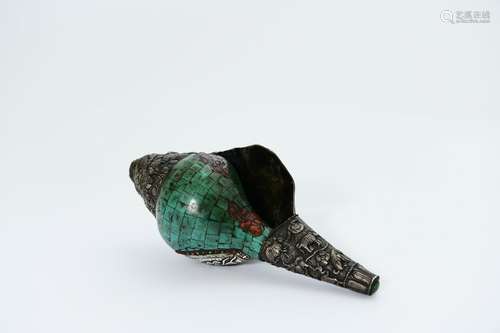 chinese conch inlaid turquoise