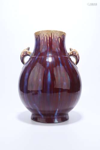 chinese flambe glazed porcelain pot